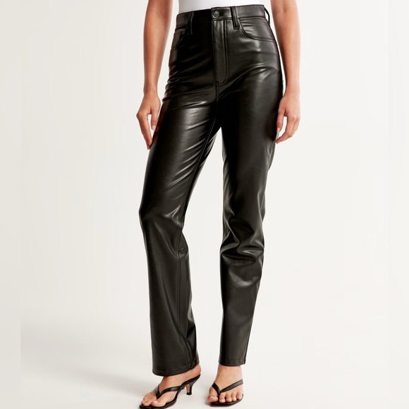 Abercrombie Vegan Leather 90s Straight Pant - Picture 1 of 6
